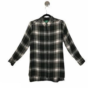 Soft‎ Plaid Long Sleeve Black White Green Shirt Dip
